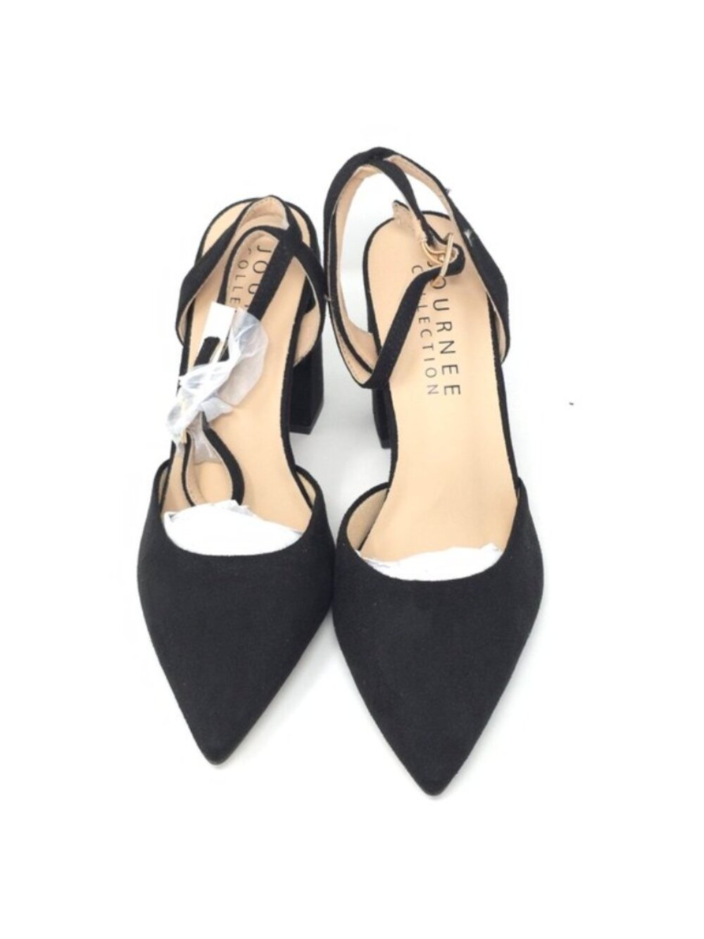 Journee Tyyra Black Vegan Suede Block Heel Pumps Wide US 6 - Picture 8 of 10